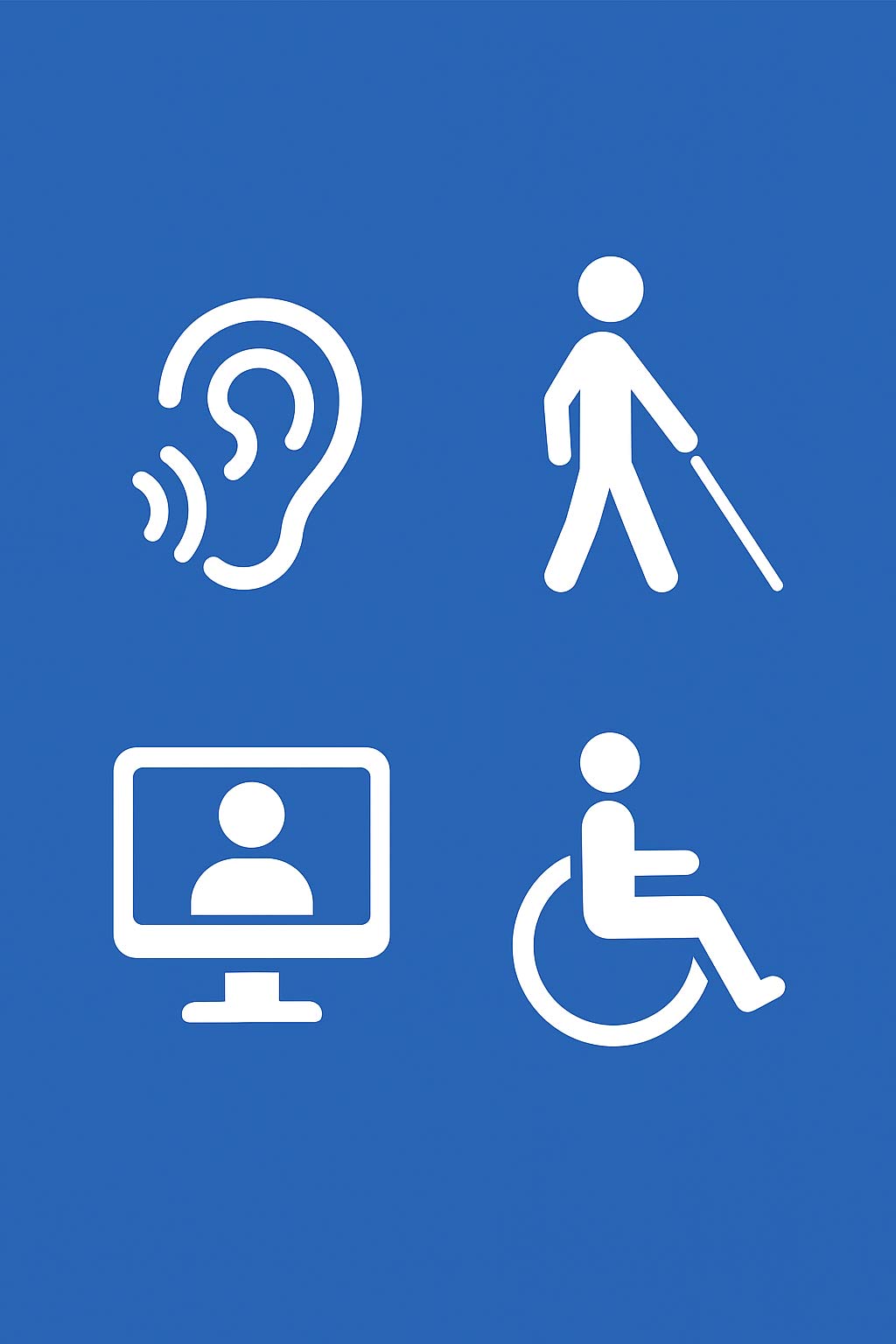 Accessibility icons showing various assistive technologies