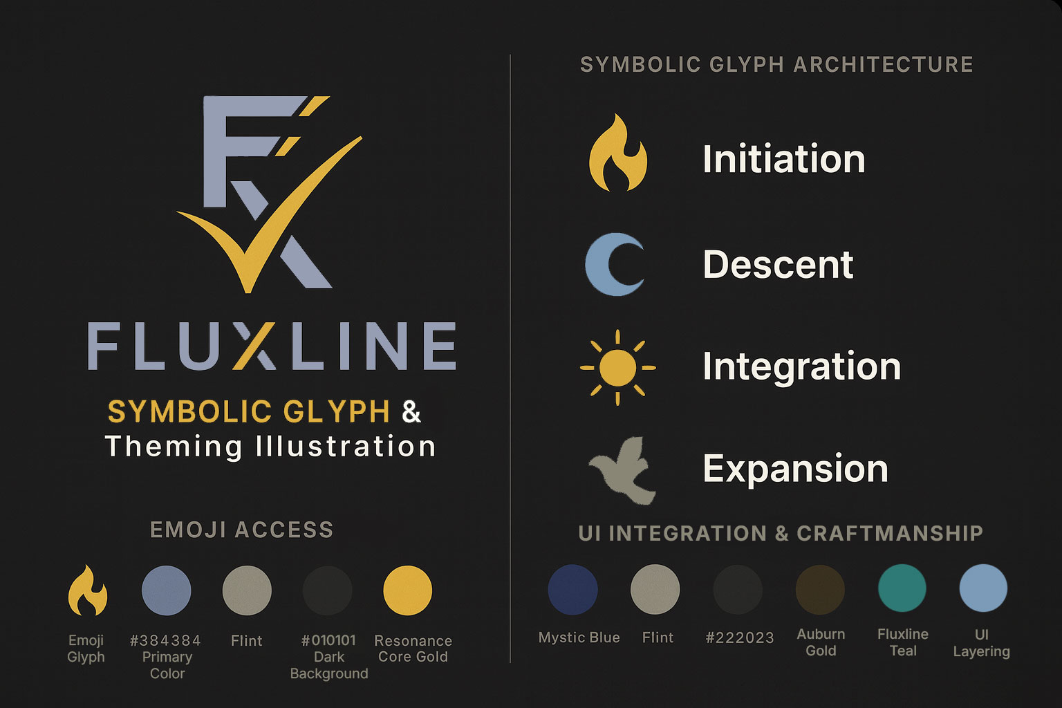 Fluxline Pro 2.0 Symbolic Glyph Development and Initiation throughout the design system